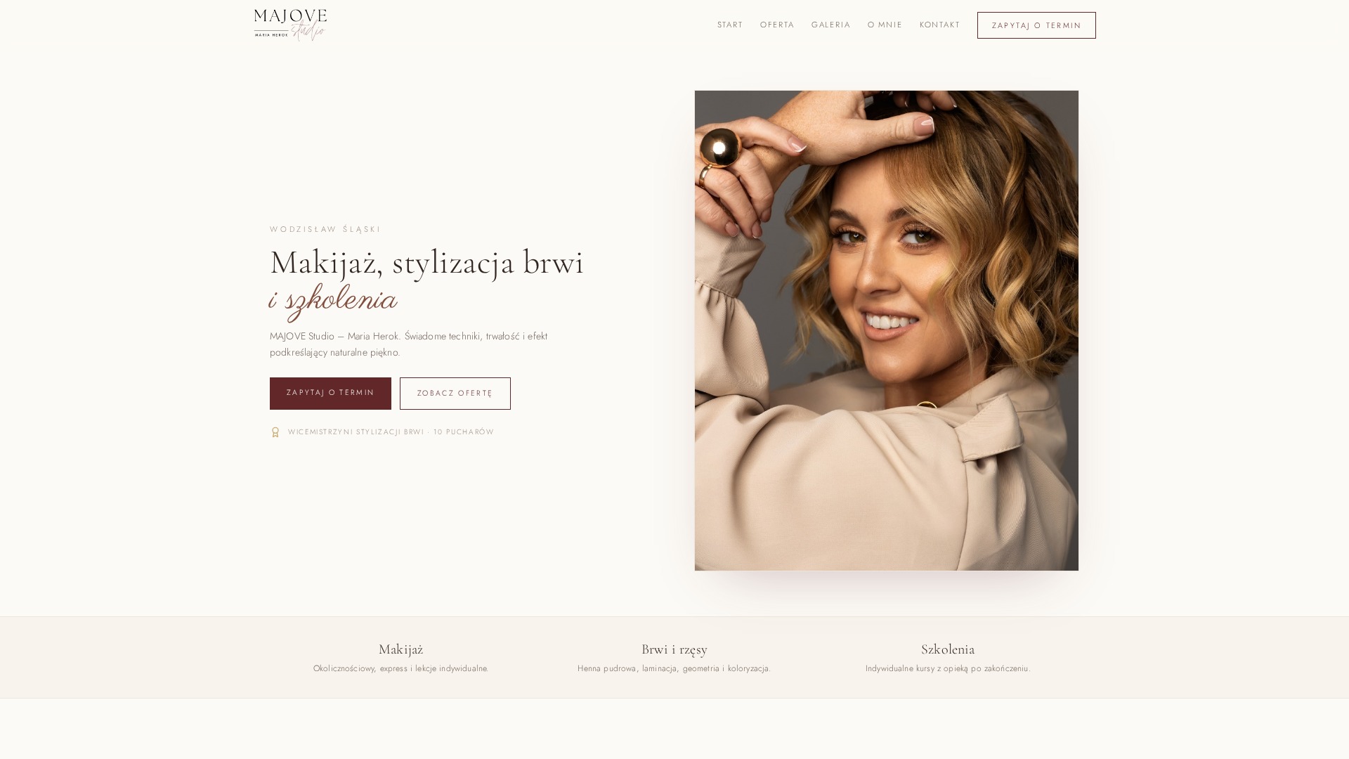 Zrzut ekranu strony internetowej Majove Studio – Maria Herok
